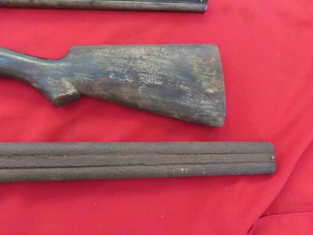 Misc antique double barrels & stock~1351