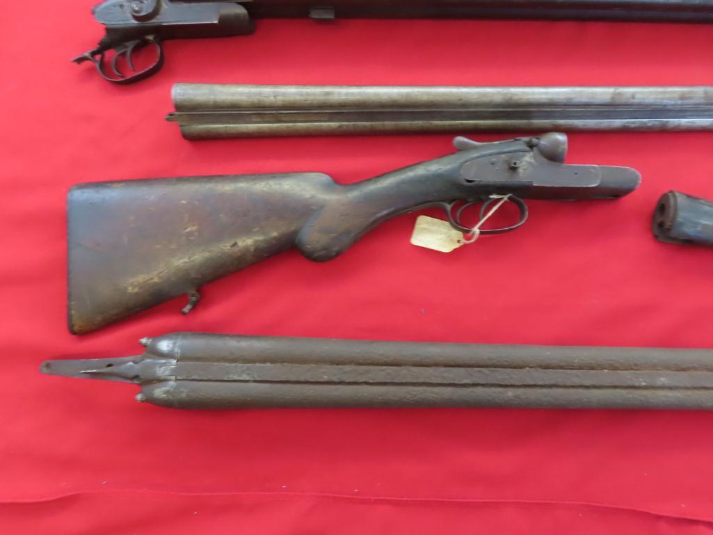 Misc antique double barrels & stock~1351