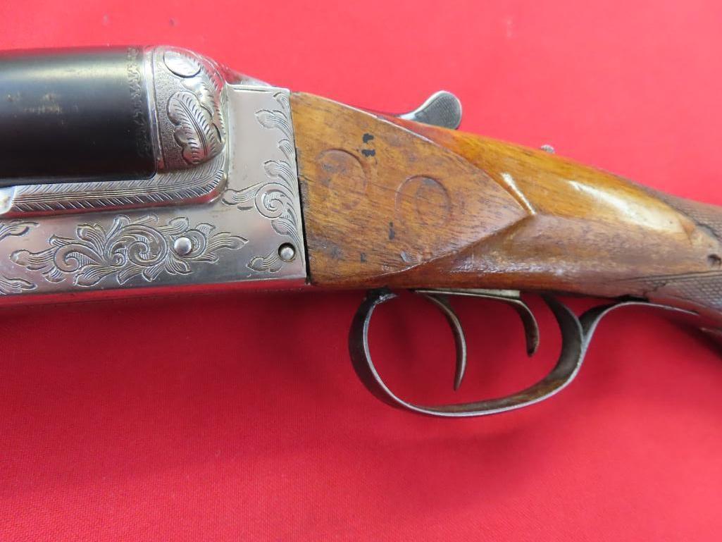 EL Faisan Elgobar Cespana 12ga side by side, silver engraved receiver, wall
