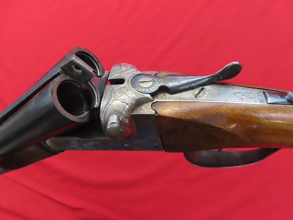 EL Faisan Elgobar Cespana 12ga side by side, silver engraved receiver, wall