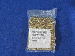 250rds 9mm 115gr round nose prepper packs-factory new~6909