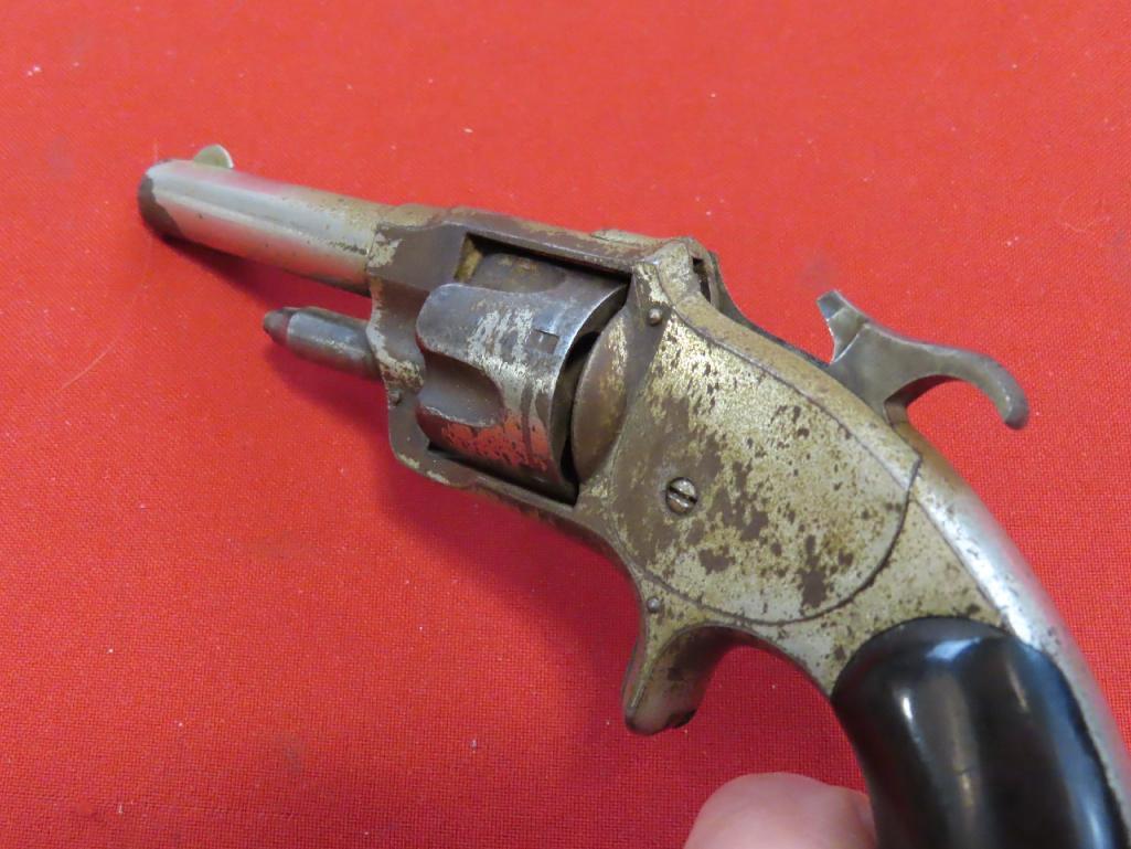 Antique 6 shot 32 caliber revolver by Smith Pattcut April 15 1873 with Leat