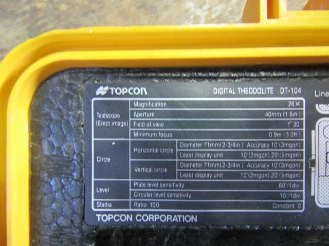 Topcon DT-104 Laser, Serial #JK7595, Serial #JK7595