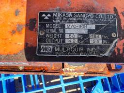 Multiquip Mikasa Sangyo MVC-90H Plate Compactor, Serial #F 3540, Output 5.5 PS, Briggs & Stratton