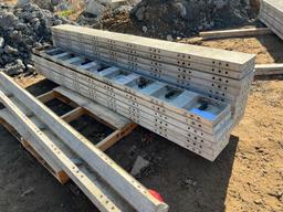 (6) 10" x 9' Western Aluminum Concrete Forms, Smooth, 6-12 Hole Pattern, with attached hardware.
