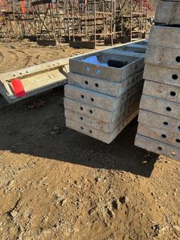 (6) 10" x 9' Western Aluminum Concrete Forms, Smooth, 6-12 Hole Pattern, with attached hardware.