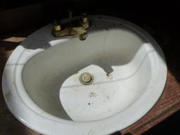 ANTIQUE CABINET W/MIRROR & SINK