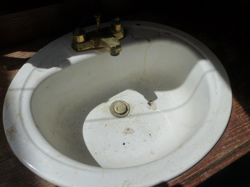 ANTIQUE CABINET W/MIRROR & SINK