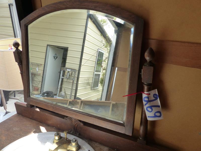 ANTIQUE CABINET W/MIRROR & SINK