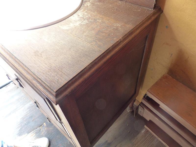 ANTIQUE CABINET W/MIRROR & SINK