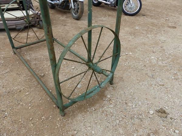 WOOD RACK DECORATIVE W/WAGON WHEELS