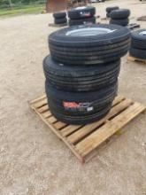 NEW 4-235 85R16 ALL STEEL RADIAL TIRES W/8 HOLE RIMS