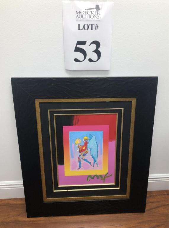 PETER MAX FRAMED ART "TIP TOE FLOATING" 2007