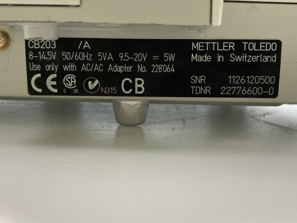 METTLER TOLEDO MODEL CB203/A PRECISION GEM SCALE,