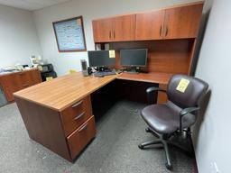 LOT CONSISTING OF L-SHAPED DESK INCLUDES HUTCH