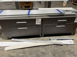 LAMINATE OFFICE DESK WITH GLASS TOP