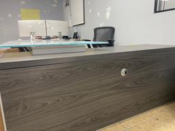 LAMINATE OFFICE DESK WITH GLASS TOP