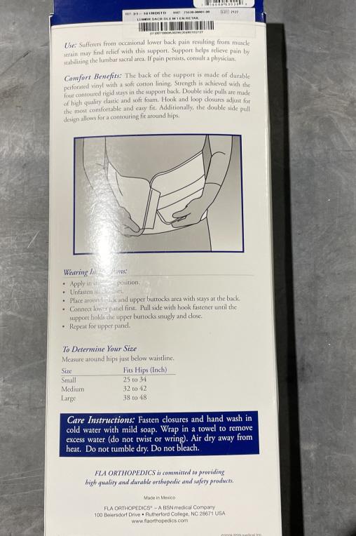 FLA ORTHOPEDICS DELUXE LUMBAR SACRAL SUPPORT
