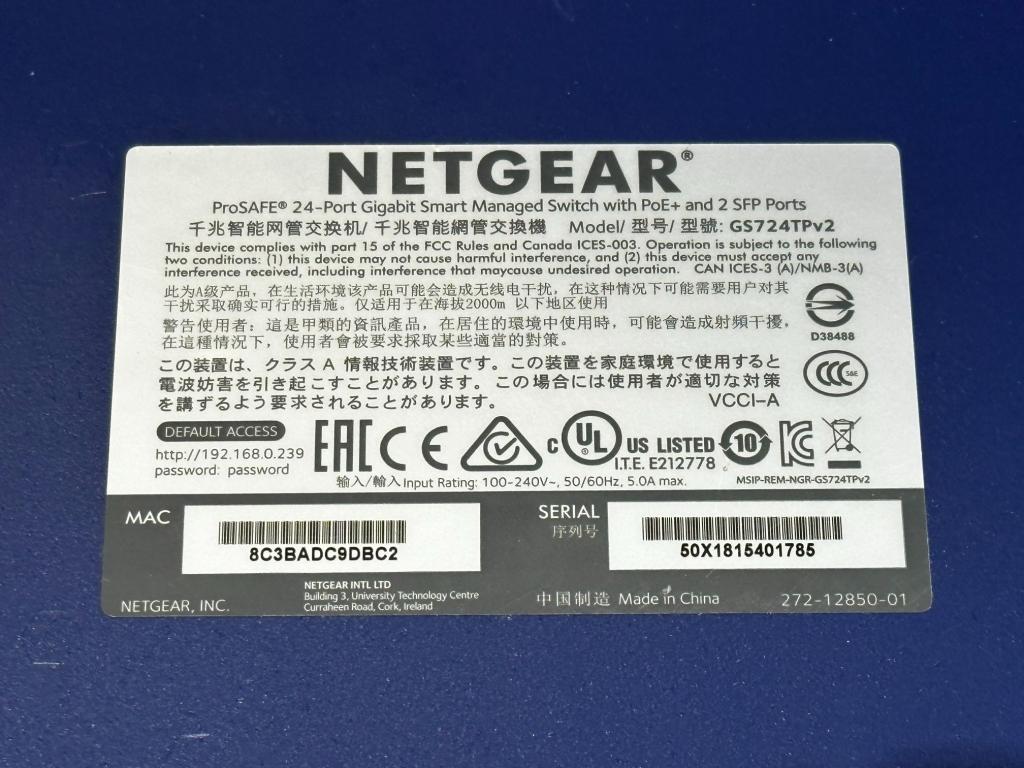 NETGEAR PROSAFE 24-PORT POE SWITCH