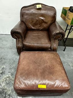 LEATHER CHAIR WITH OTTOMAN