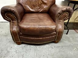 LEATHER CHAIR WITH OTTOMAN