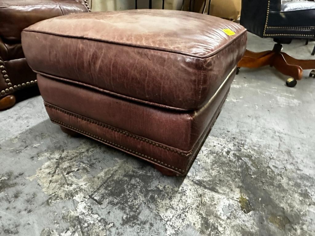 LEATHER CHAIR WITH OTTOMAN