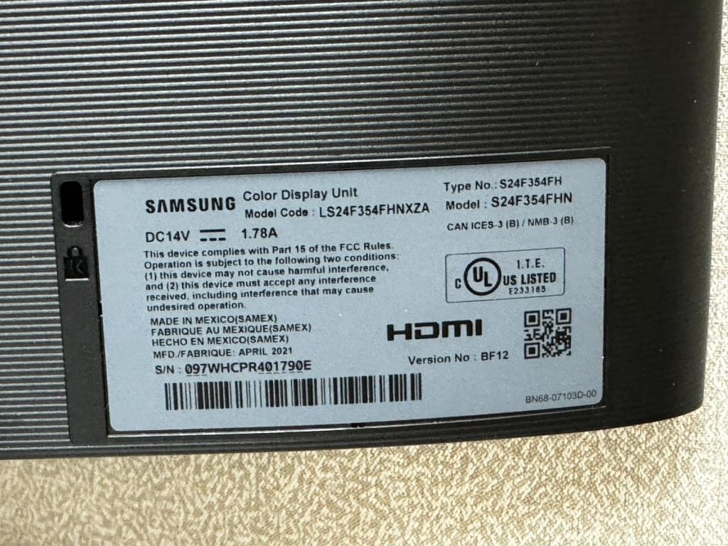 LOT CONSISTING OF (2) SAMSUNG 24" MONITORS