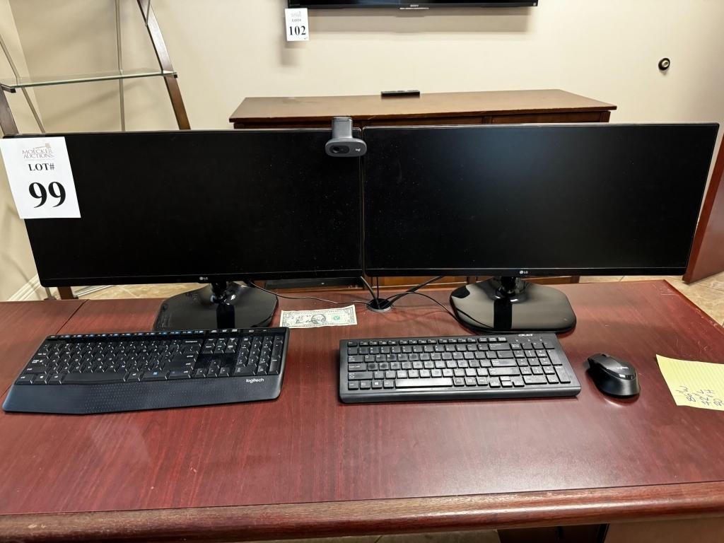 26" LG MONITORS, KEYBOARDS AND LOGI WEB CAM