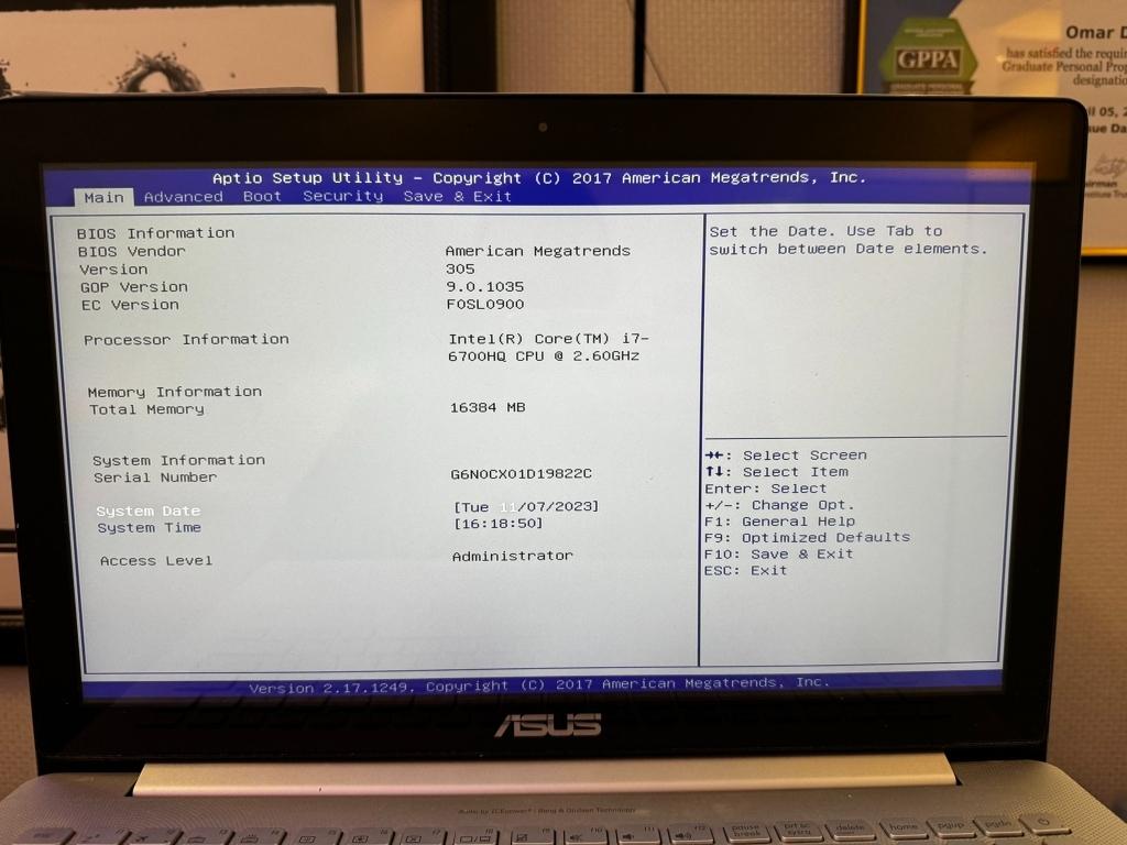 ASUS LAPTOP MODEL UX501V, CORE i7