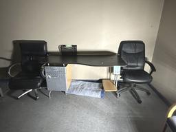 LOT CONSISTING OF DESK WITH (2) CHAIRS