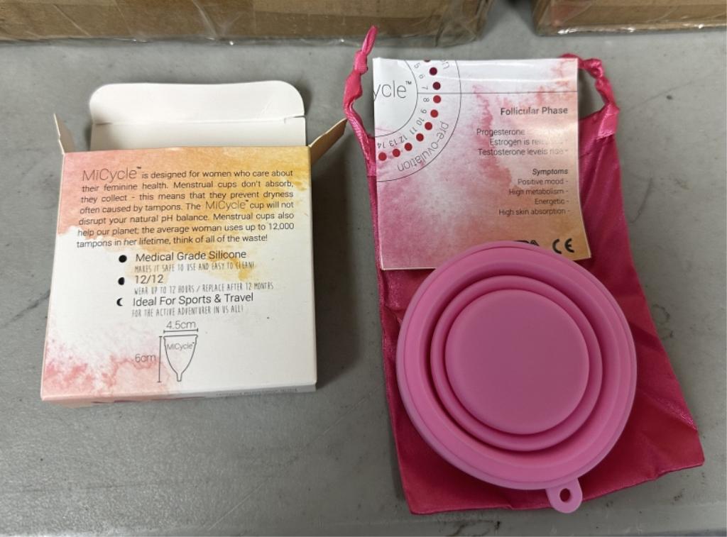 MICYCLE COLLAPSIBLE MENSTRUAL CUPS BY NEWMED (NEW) (YOUR BID X QTY = TOTAL $)
