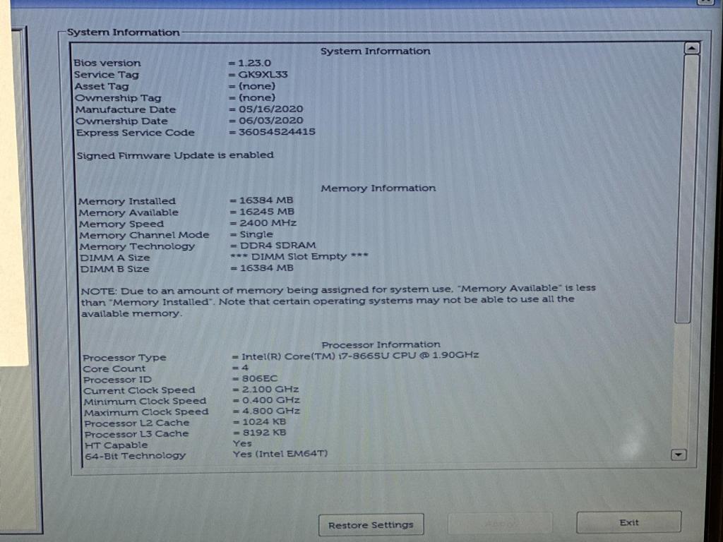 DELL LATITUDE 5500 LAPTOP i7-8665U 16GB 512GB SSD