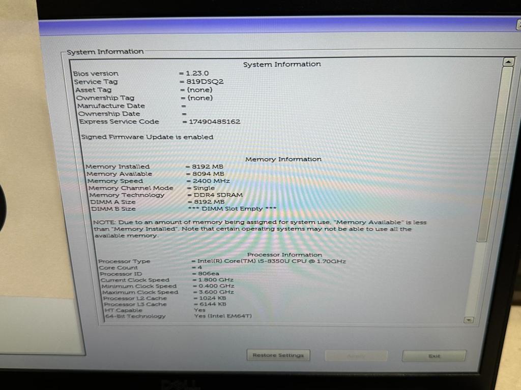 DELL LATITUDE 7490  CORE i5-8TH 256GB SSD,8GB RAM