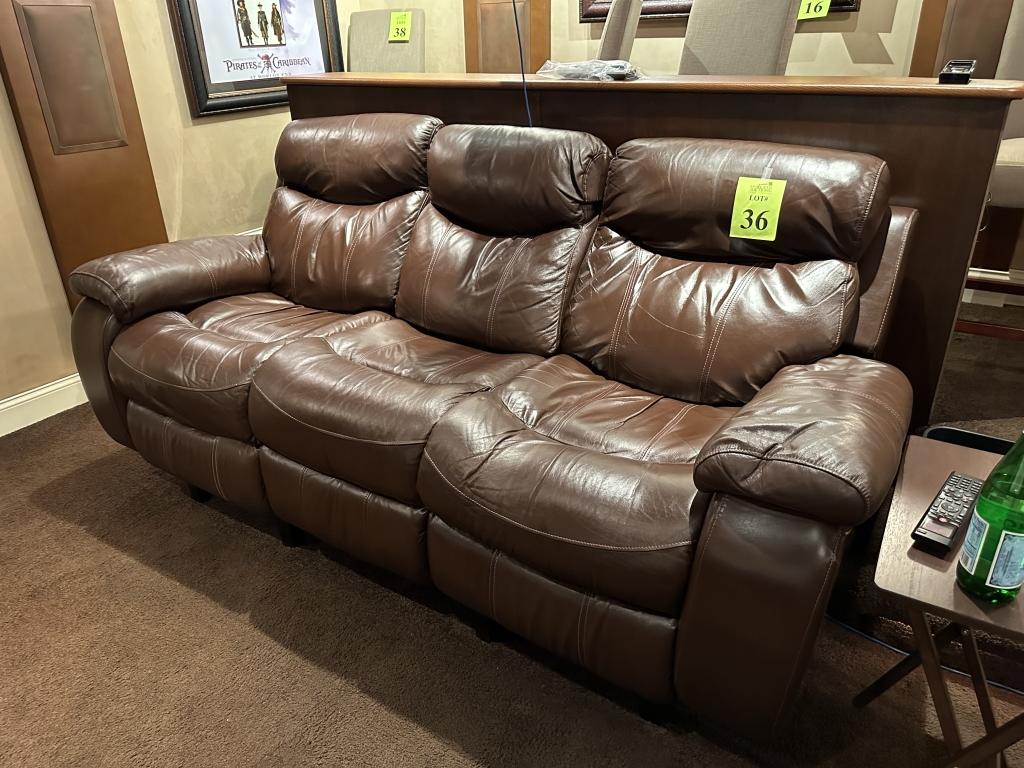 LEATHER RECLINING COUCH - ELECTRIC