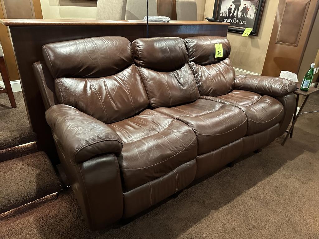 LEATHER RECLINING COUCH - ELECTRIC