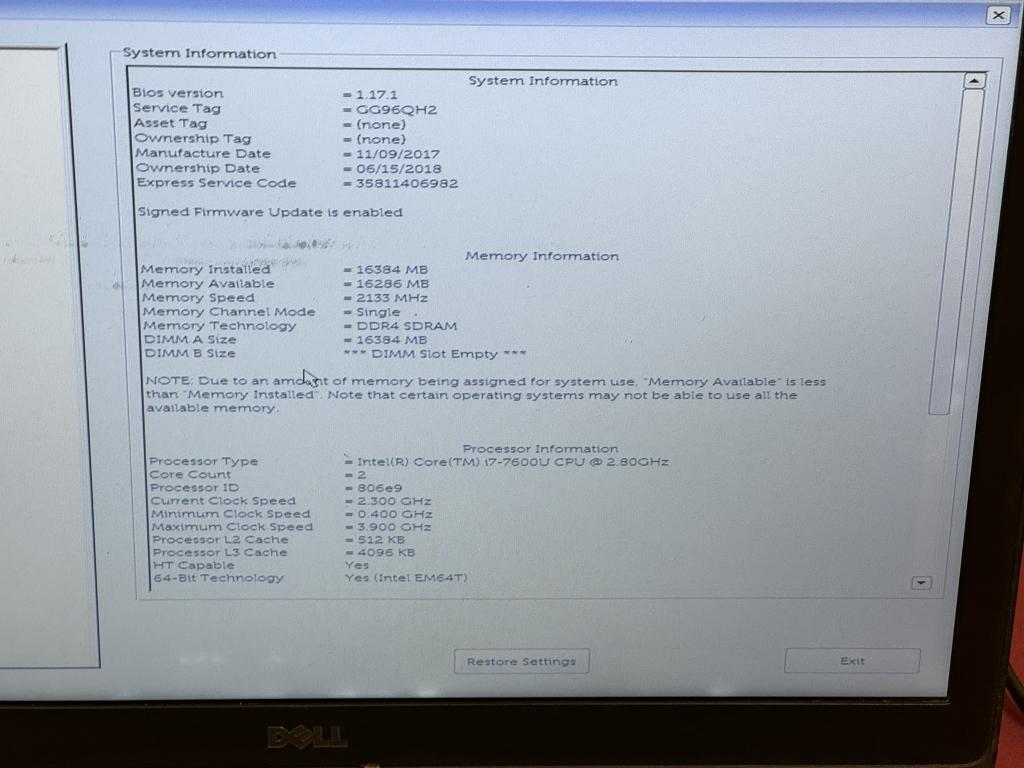 DELL LATITUDE 5580 CORE i7-7th 16GB RAM 512 SSD