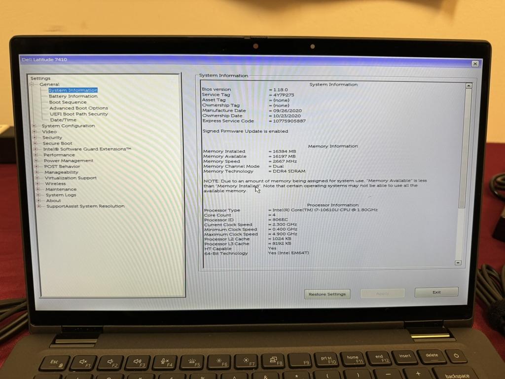 Dell Latitude 7410, i7 10th, 16GB RAM, 512GB SSD