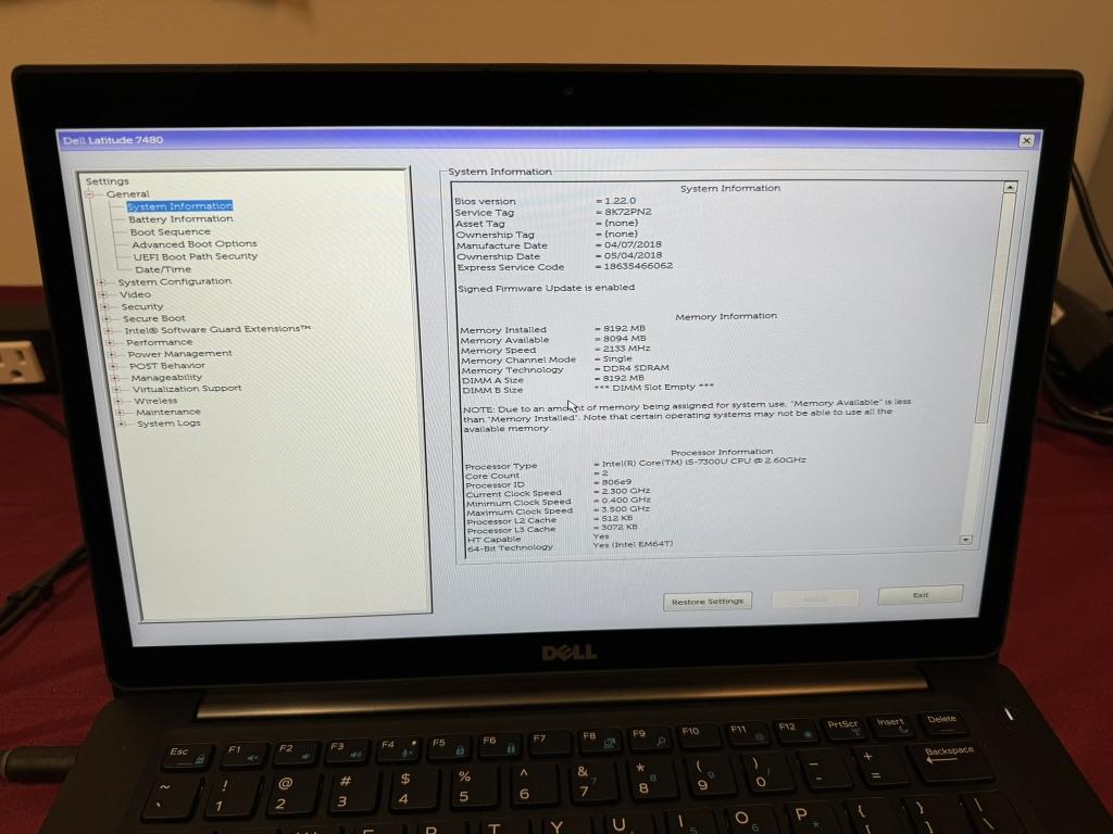 Dell Latitude 7480  Core i5-7th 256GB SSD,8GB RAM