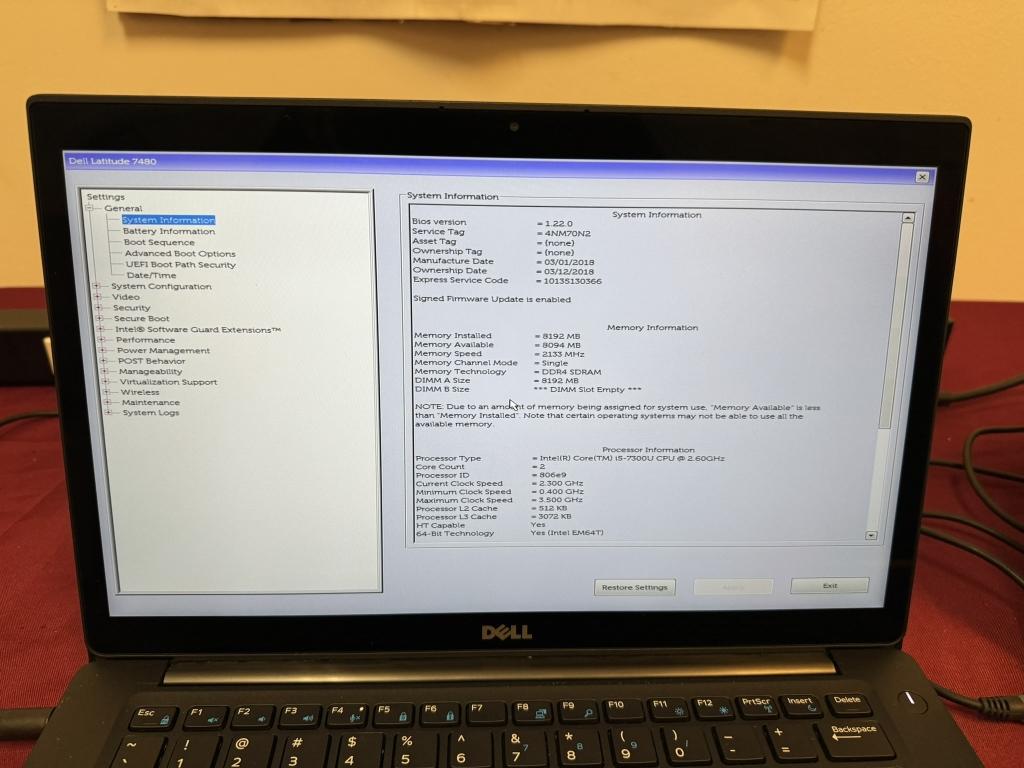 Dell Latitude 7480  Core i5-7th 256GB SSD,8GB RAM