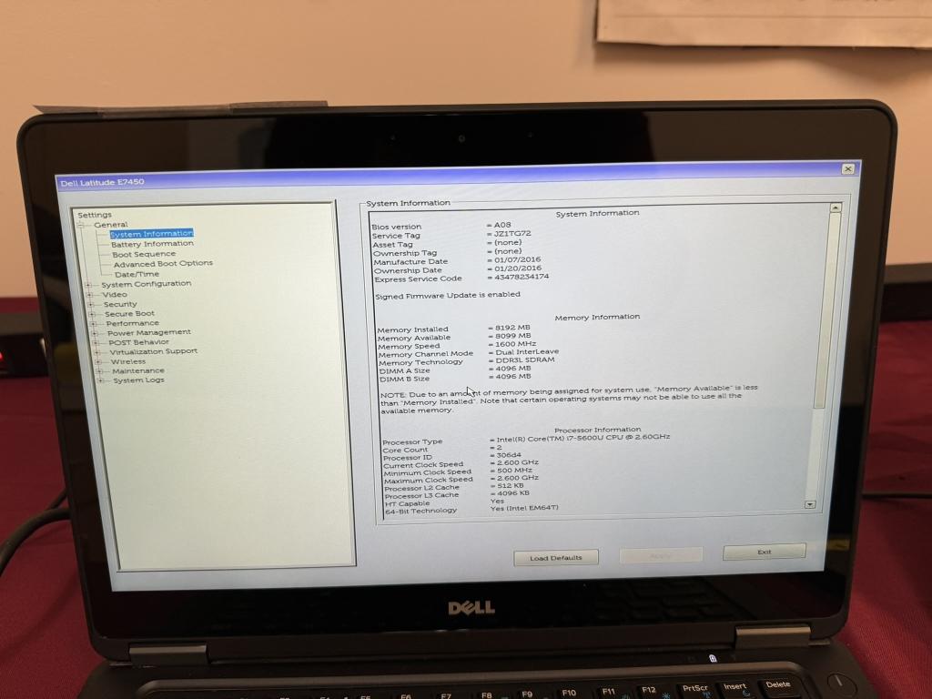 Dell Latitude E7450 14" Core i7,8GB RAM 128GB SSD