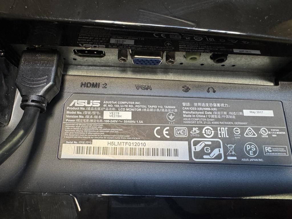 ASUS 27" MONITOR MODEL VE278