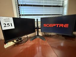 SCEPTRE 22" MONITORS ON DUAL DESKTOP STAND