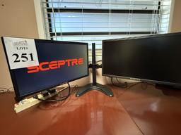 SCEPTRE 22" MONITORS ON DUAL DESKTOP STAND