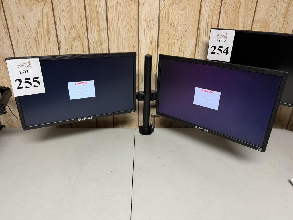 SCEPTRE 22" MONITORS ON DUAL DESK MOUNT STAND
