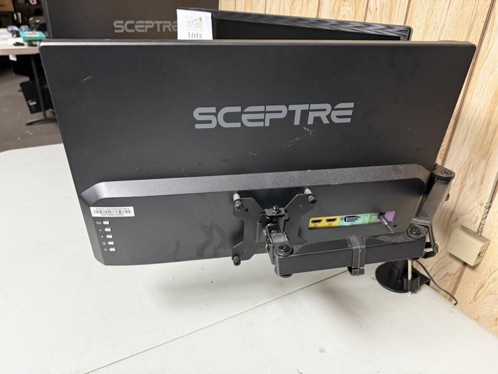 SCEPTRE 22" MONITORS ON DUAL DESK MOUNT STAND