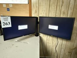 DELL 24" MONITORS ON DUAL DESK MOUNT STAND