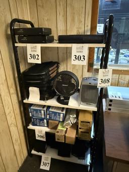 METAL AND WOOD SHELVING UNIT