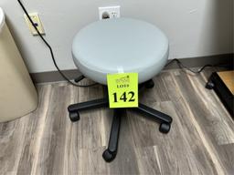 DOCTOR STOOL WITH GREY UPHOLSTERY