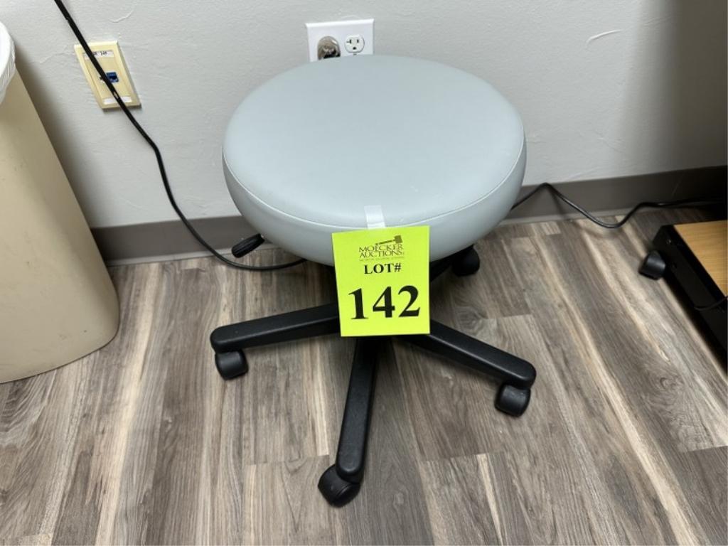 DOCTOR STOOL WITH GREY UPHOLSTERY