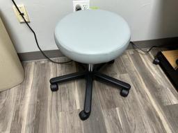 DOCTOR STOOL WITH GREY UPHOLSTERY